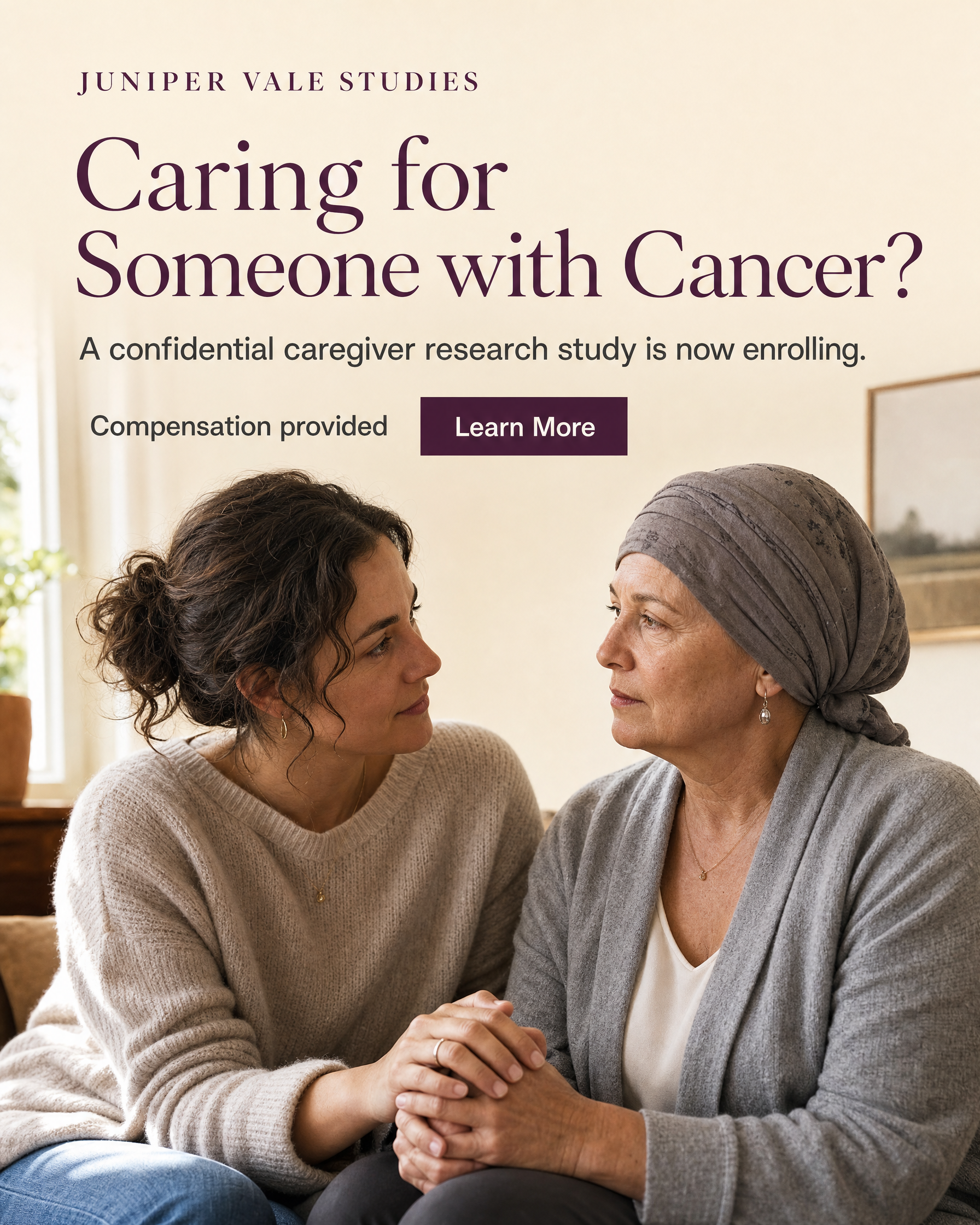 Cancer caregiver research study ad