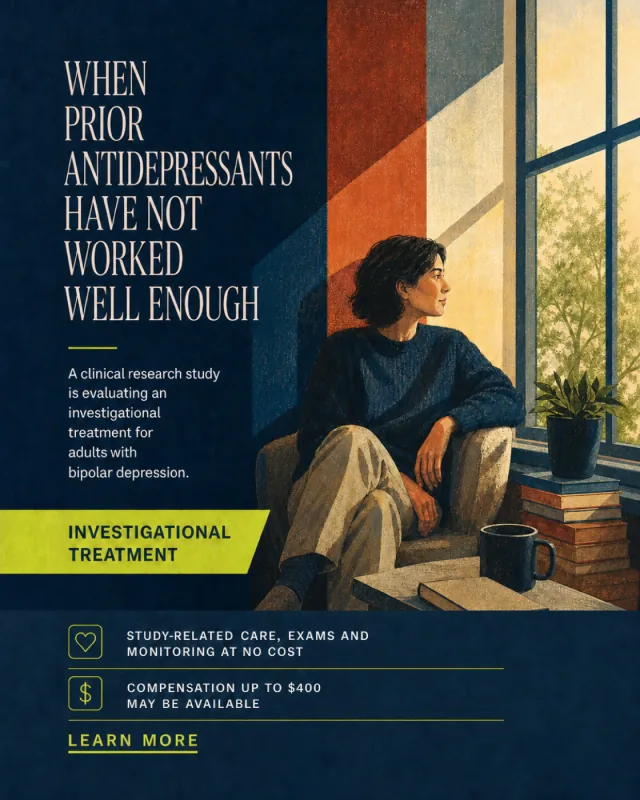 Prior-treatment-led bipolar depression research study advertisement
