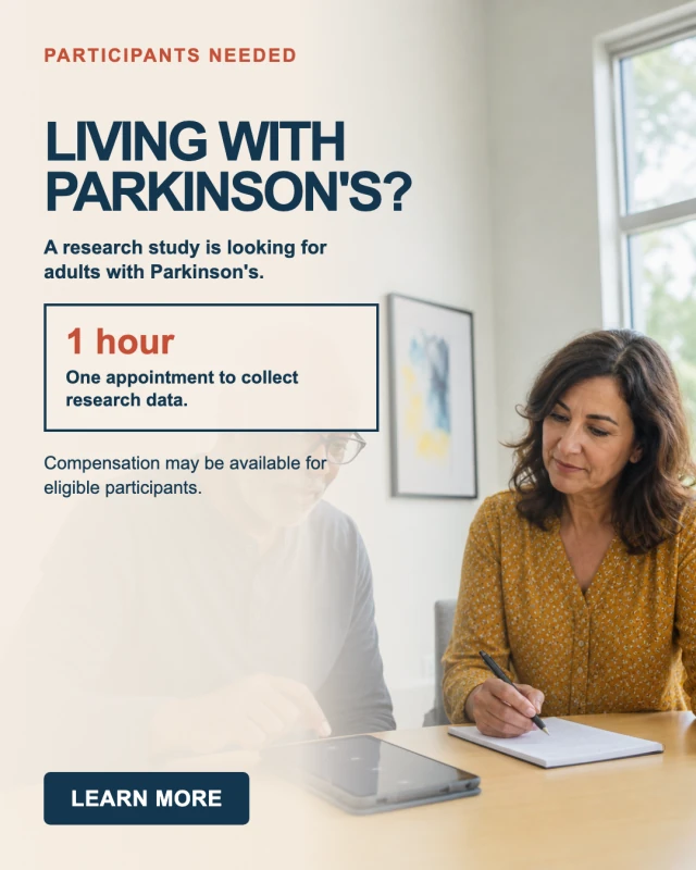 One-hour Parkinson's research visit advertisement