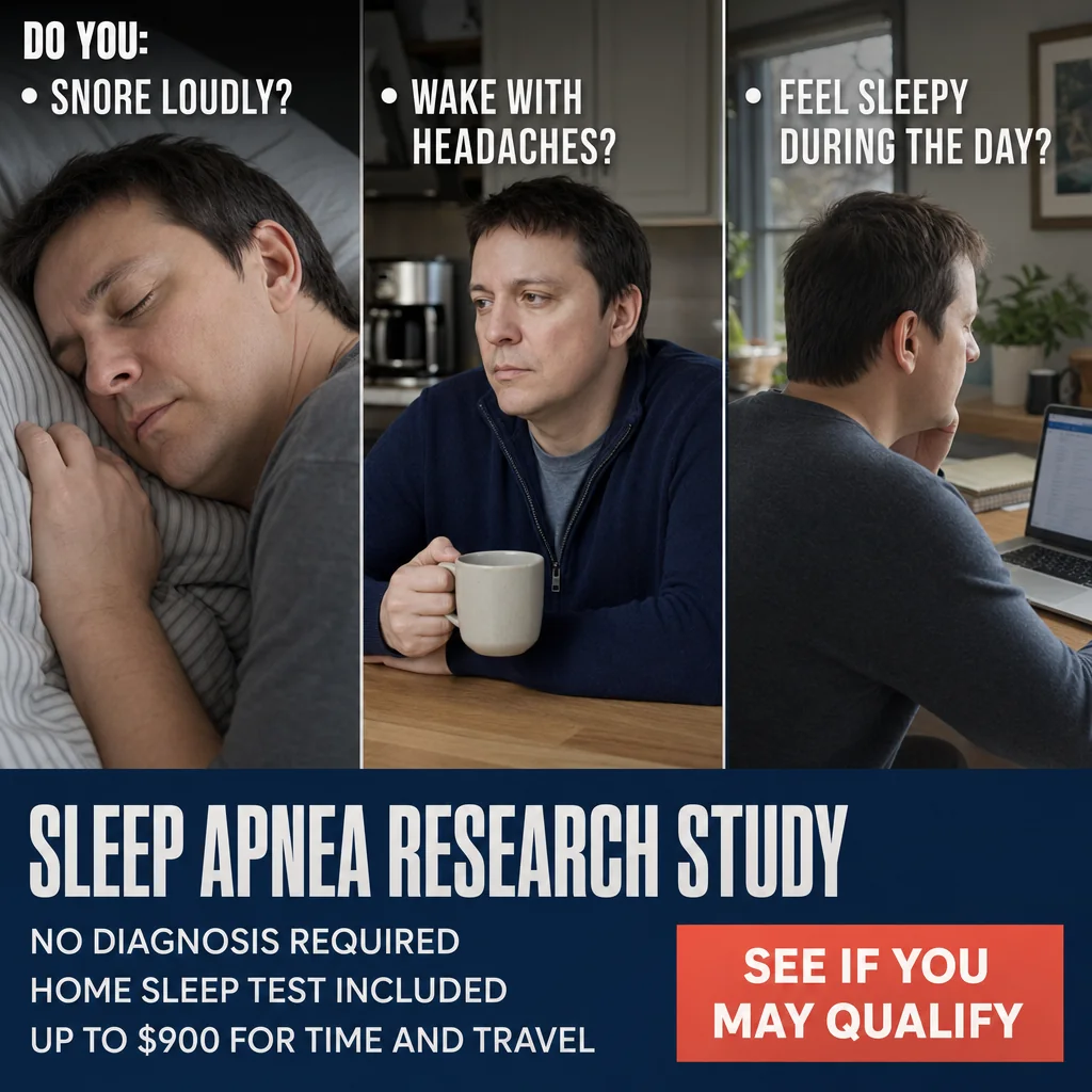 Sleep apnea study advertisement using a symptom checklist